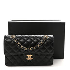 Caviar Quilted Small Double Flap Black