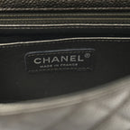 Metallic Caviar Quilted Mini Rectangular Flap Dark Grey