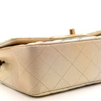 Metallic Goatskin Quilted Mini Rectangular Flap Gold
