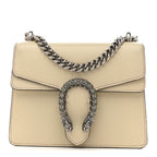 Textured Calfskin Crystal Mini Dionysus Shoulder Bag Mystic White