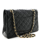 Lambskin Quilted Medium Double Flap Bag Black