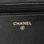 Lambskin Chevron Boy Wallet On Chain WOC Black