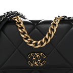 Lambskin Quilted Chanel 19 Wallet On Chain WOC Black
