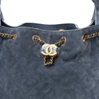 Suede Quilted Small Chanel 25 Handbag Blue