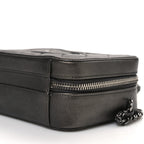 Metallic Caviar Quilted Small CC Filigree Vanity Case Dark Silver