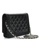 Patent Calfskin Quilted Boy Wallet On Chain WOC Black