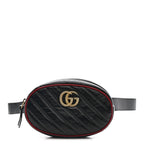 Azalea Calfskin Matelasse Diagonal Torchon GG Marmont Belt Bag 85 34 Black Romantic Cerise