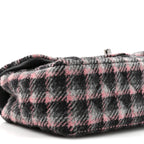 Wool Plaid Quilted Mini Rectangular Flap Pink Grey Multicolor