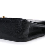 Caviar Quilted Medium Double Flap Black