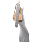 Caviar Quilted Jumbo Double Flap Light Beige