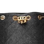 Washed Denim Quilted Mini Chanel 25 Handbag Black