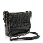 Tweed Calfskin Quilted Medium Gabrielle Hobo Black
