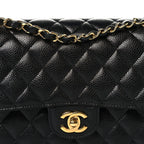 Caviar Quilted Medium Double Flap Black