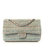 Tweed Quilted Medium Double Flap Blue Multicolor