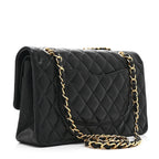 Lambskin Quilted Medium Double Flap Black