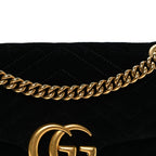 Velvet Matelasse Small GG Marmont Shoulder Bag Black