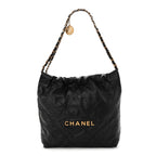 Shiny Calfskin Quilted Small Chanel 22 Black