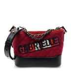 Wool Calfskin Quilted Small Gabrielle Hobo Red