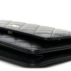 Caviar Quilted Wallet on Chain WOC Black