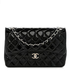 Patent Quilted Jumbo Double Flap Black