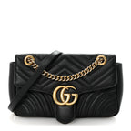 Calfskin Matelasse Small GG Marmont Shoulder Bag Black