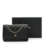 Caviar Quilted Wallet on Chain WOC Black