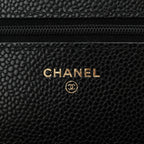 Caviar Quilted Wallet on Chain WOC Black