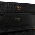 Caviar Quilted Wallet on Chain WOC Black