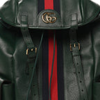 Grained Calfskin Medium Ophidia Double Buckle Backpack Green