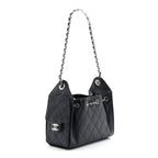 Metallic Caviar Quilted Mini Chanel 25 Handbag Dark Blue