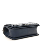 Calfskin Quilted Medium Top Handle Boy Flap Blue