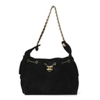 Suede Quilted Small Chanel 25 Handbag Black
