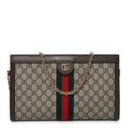 GG Supreme Monogram Web Medium Ophidia Chain Shoulder Bag Brown