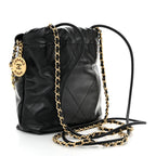 Shiny Calfskin Quilted Pearl CC Chain Mini Chanel 22 Black