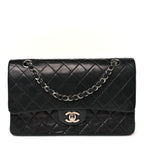 Lambskin Quilted Medium Double Flap Black