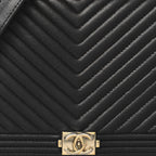 Lambskin Chevron Boy Wallet On Chain WOC Black
