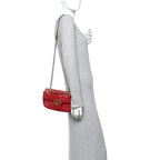 Calfskin Matelasse Mini GG Marmont Shoulder Bag Hibiscus Red