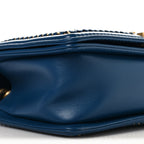 Calfskin Quilted Medium Boy Top Handle Flap Blue