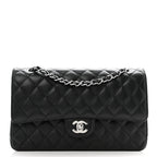 Caviar Quilted Medium Double Flap Black