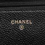 Caviar Quilted Wallet on Chain WOC Black
