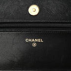 Lambskin Quilted Wallet On Chain WOC Black