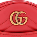 Calfskin Matelasse GG Marmont Round Wrist Wallet Hibiscus Red