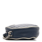 Azalea Calfskin Matelasse Diagonal Mini Torchon GG Marmont Round Shoulder Bag Blue Agata Mystic White