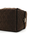 Suede Quilted Medium Chanel 25 Handbag Dark Brown