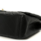 Lambskin Quilted Maxi Double Flap Black