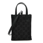 Denim Cuoio Harness GG Monogram Mini Ophidia Tote Bag  Black Medium Grey