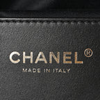 Washed Denim Quilted Medium Chanel 25 Handbag Black
