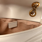 Calfskin Matelasse Mini GG Marmont Shoulder Bag White