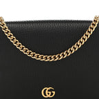 Dollar Calfskin Mini GG Marmont Chain Wallet Black