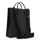 GG Supreme Monogram Azalea Calfskin Medium Retro Interlocking G Vertical Tote Bag Black